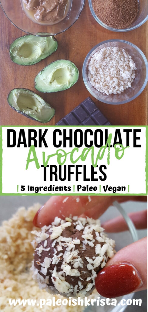 Made with just 5 simple ingredients, these Healthy Dark Chocolate Avocado Truffles are the perfect Paleo, Vegan and NO BAKE fat powered sweet treat!