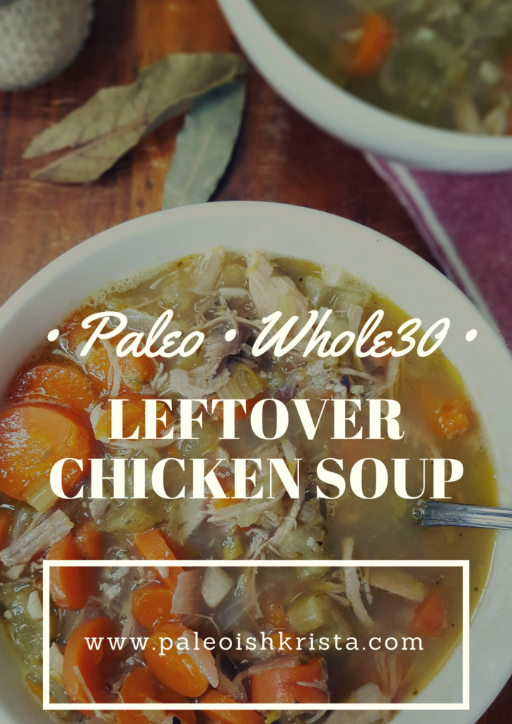 This Paleo-friendly and Whole30 compliant chicken soup uses the leftovers from a rotisserie chicken along with a flavorful blend of veggies, herbs and spices to make a meal aimed to warm you up during cold weather!