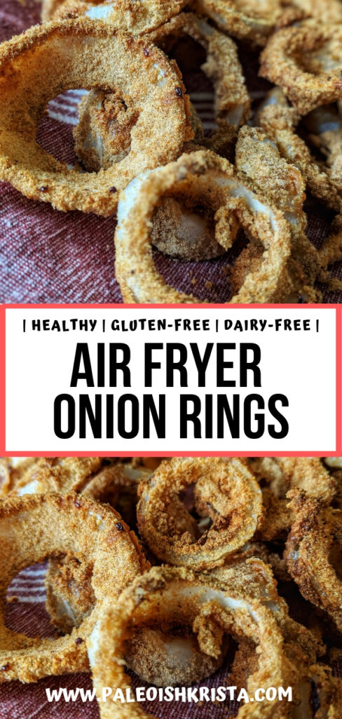 Who would have thought onion rings could be healthy?! These tasty onion rings are the guilt-free version of their deep fried counterpart. They're soaked in coconut milk and dredged in a seasoned gluten-free breading before being crisped to perfection in an air fryer! They're absolutely delicious!