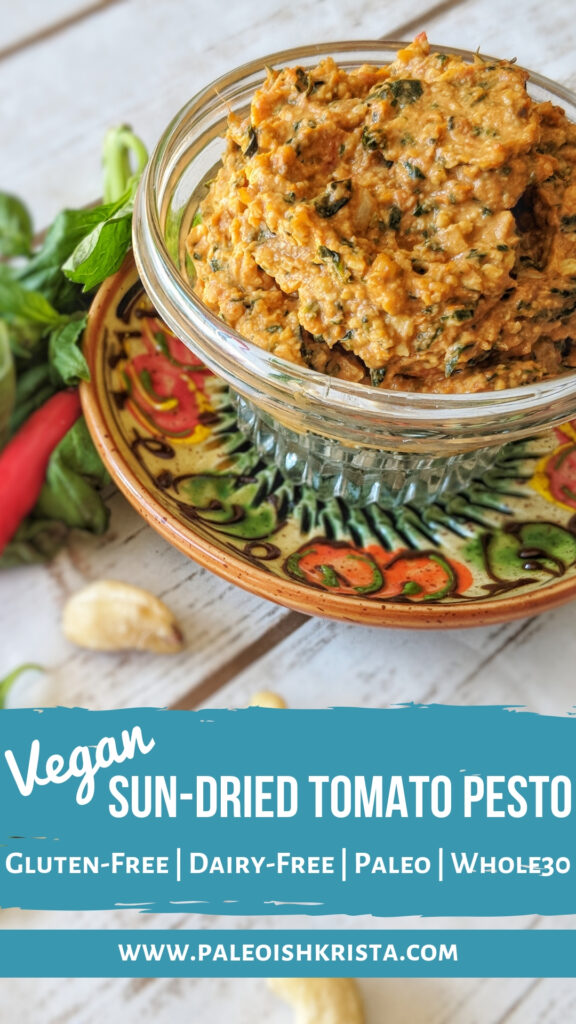 This quick and easy Vegan Sun-Dried Tomato Pesto comes together in no time at all with just a handful of wholesome ingredients.